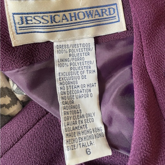 Jessica Howard Vintage 90s Purple Embroidered Sequin Whimsical Butterfly Dress - Picture 7 of 7